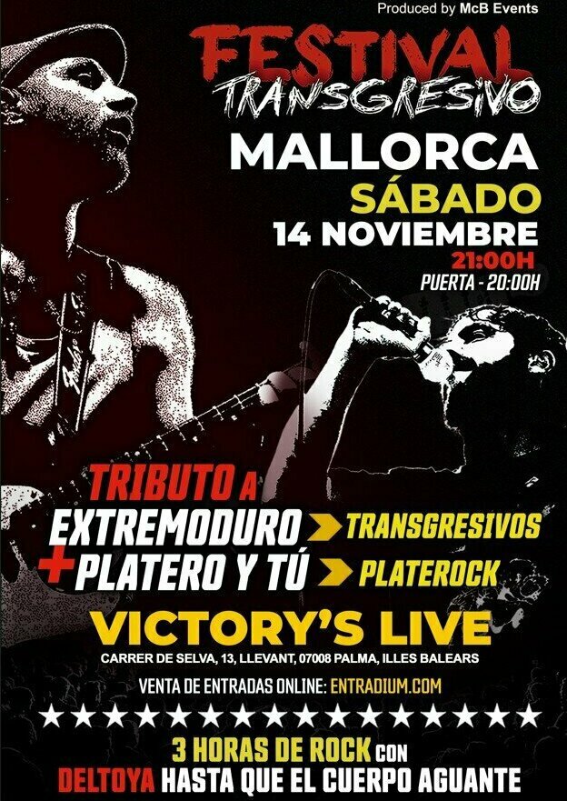 FESTIVAL TRANSGRESIVO “Tributo a Extremoduro + Tributo a Platero y Tú” en MALLORCA 2026