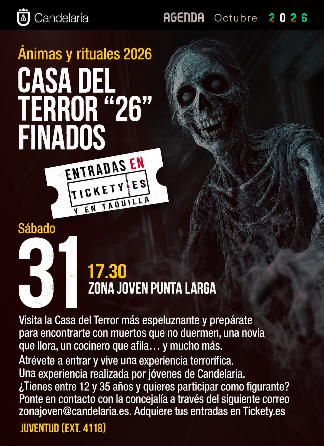 Casa del Terror '26' Finados, en Zona Joven Punta Larga (Candelaria)