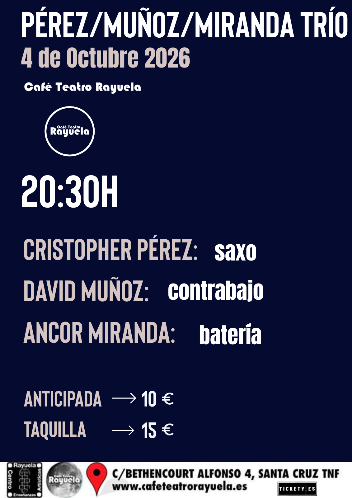 Pérez/ Muñoz/ Miranda Trío, en el Café Teatro Rayuela