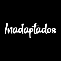 Promoter l logo inadaptados fondo negro texto blanco contornos